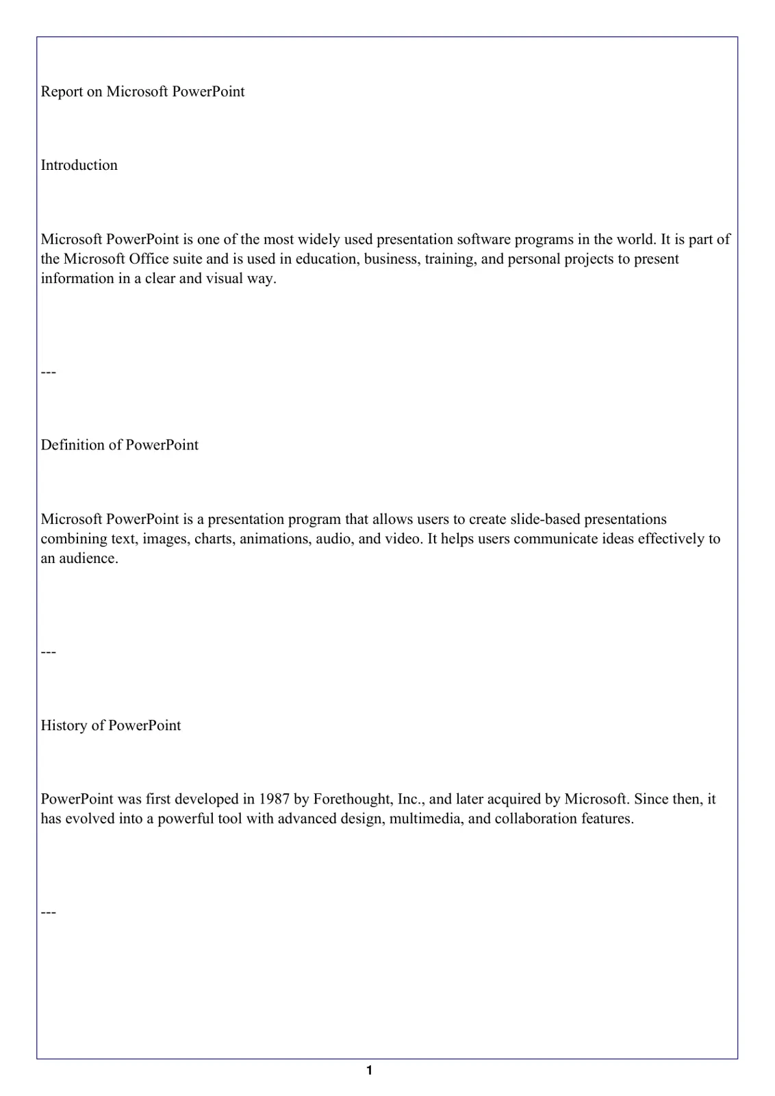 غلاف تقرير Report on Microsoft PowerPoint
