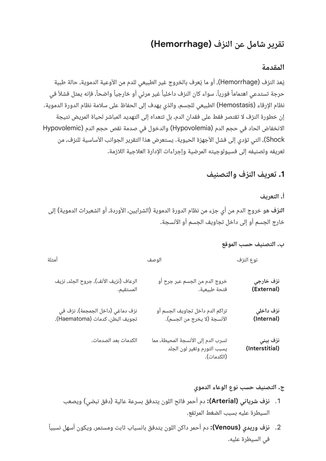 غلاف تقرير تقرير شامل عن النزف (Hemorrhage)