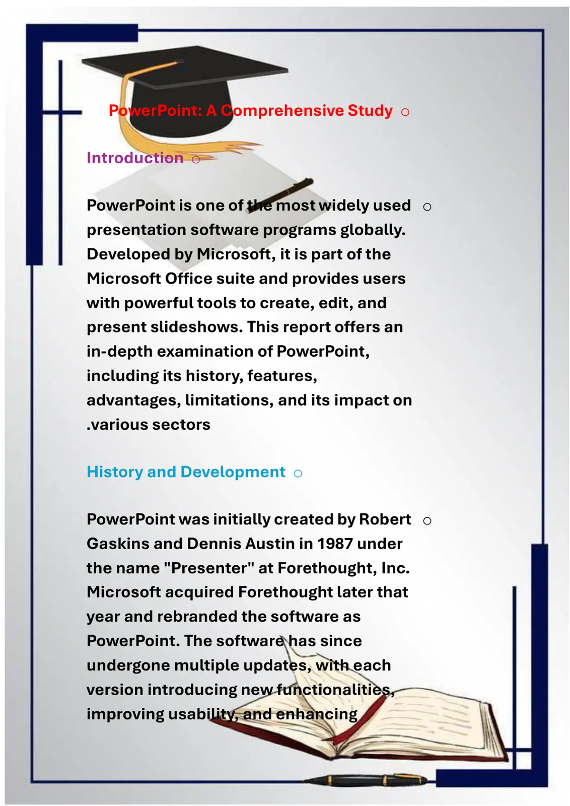 غلاف تقرير PowerPoint: A Comprehensive Study