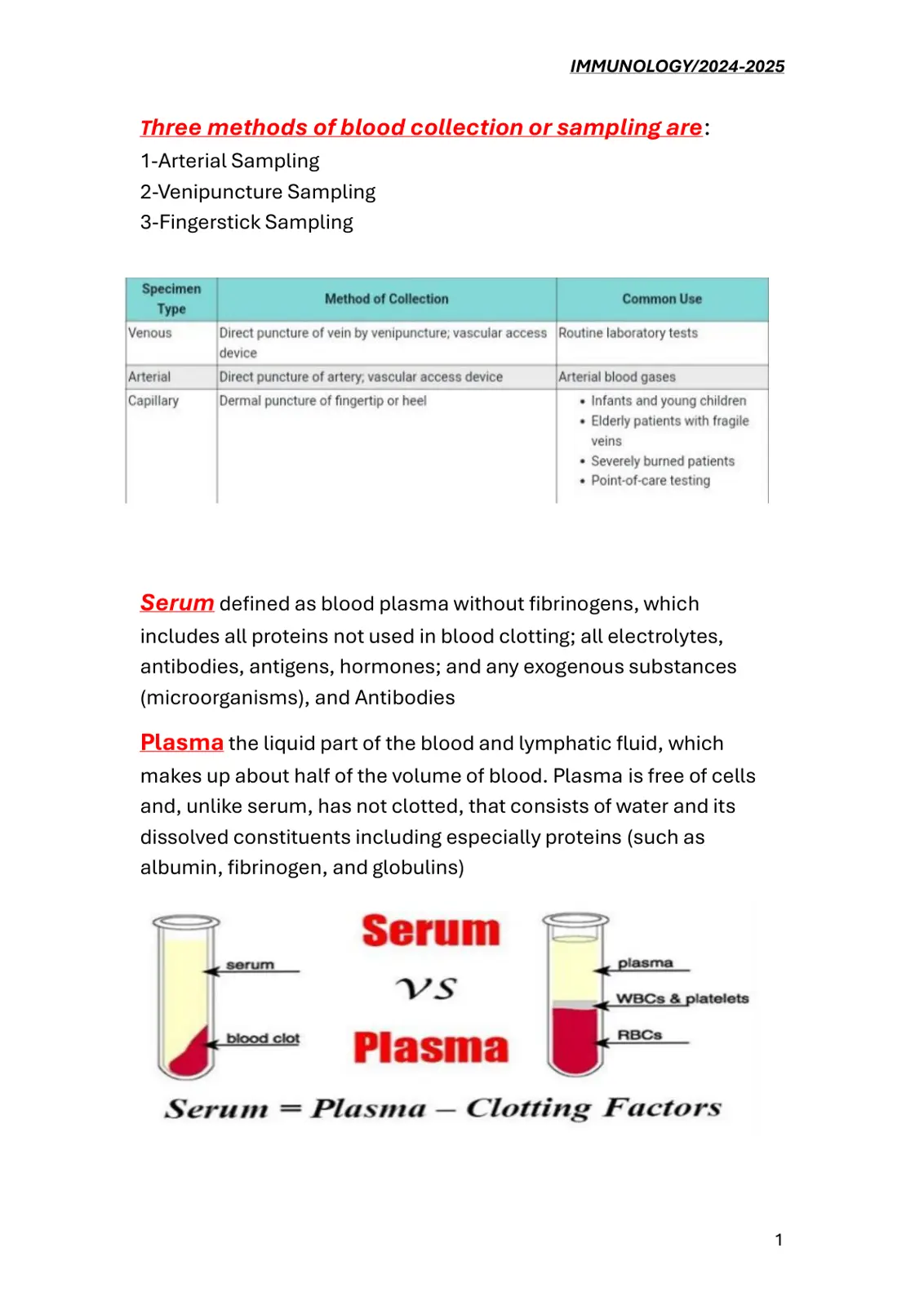 غلاف تقرير Three methods of blood collection or sampling