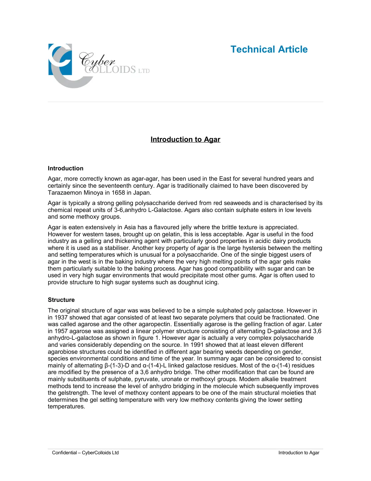 غلاف تقرير Introduction to Agar