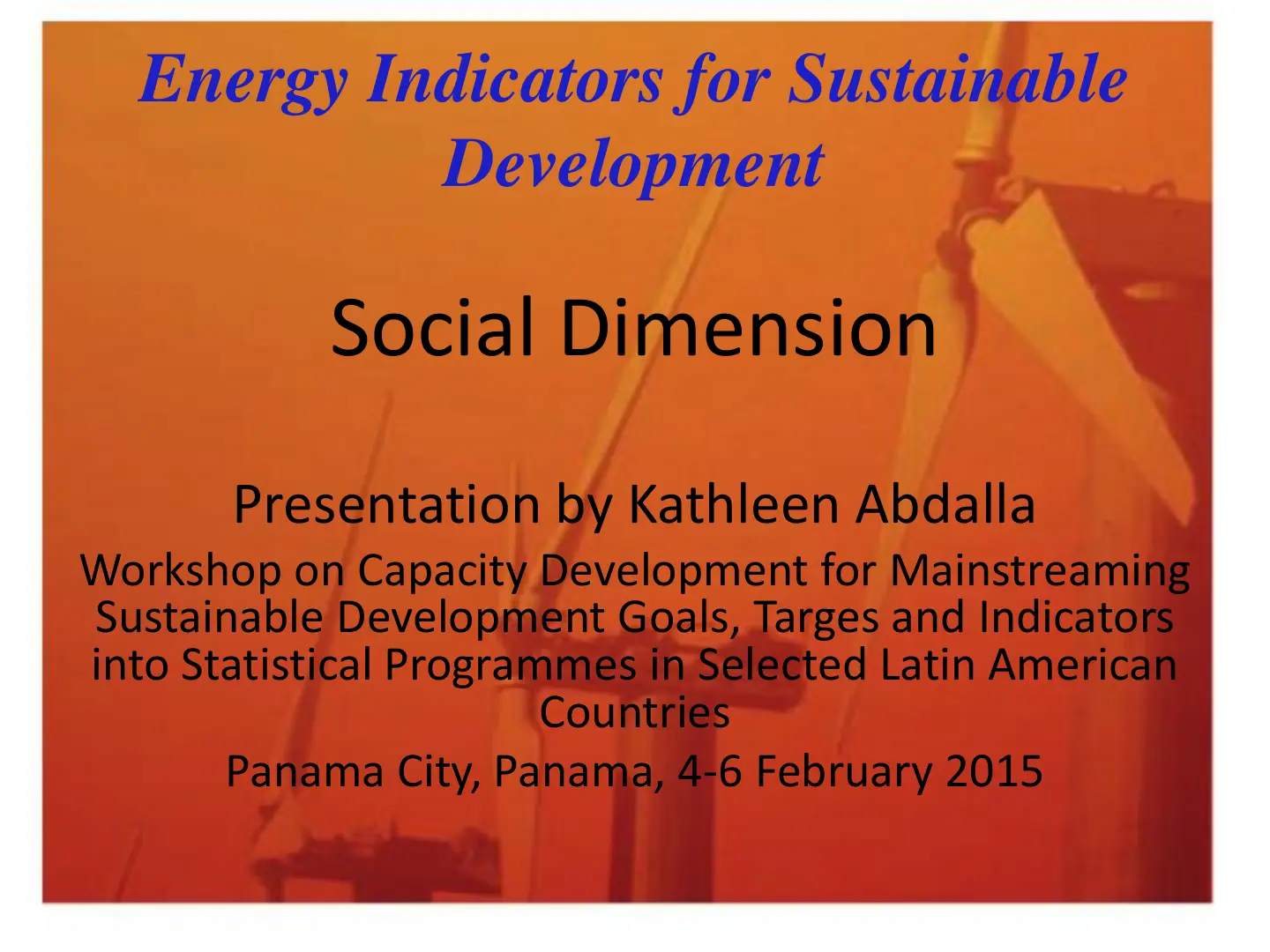 غلاف تقرير Energy Indicators for Sustainable Development Social Dimension