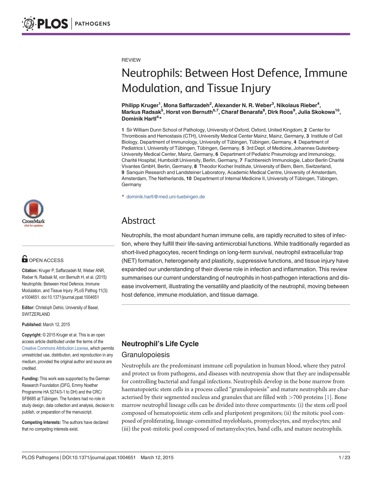 غلاف تقرير Neutrophils: Between Host Defence, Immune Modulation, and Tissue Injury