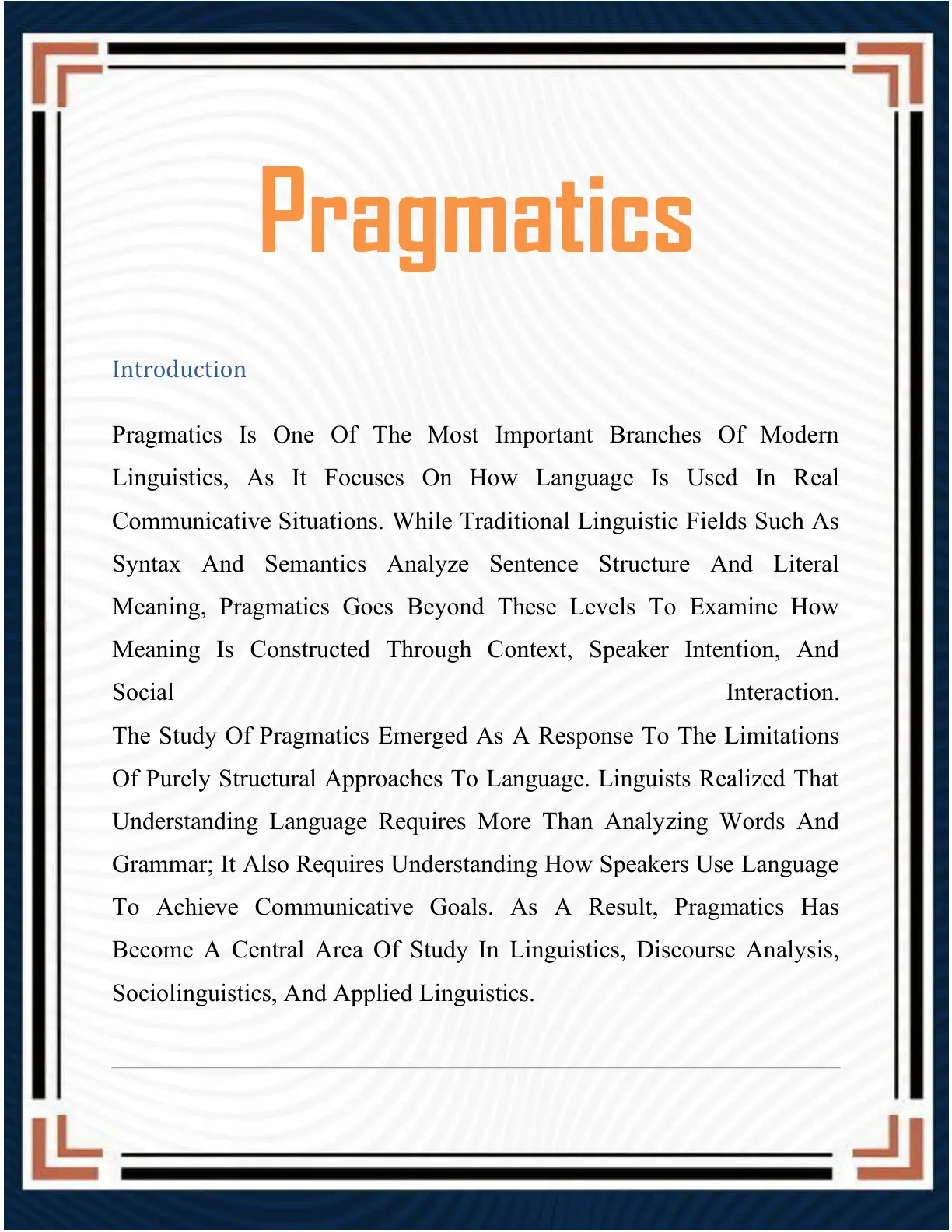 غلاف تقرير Pragmatics