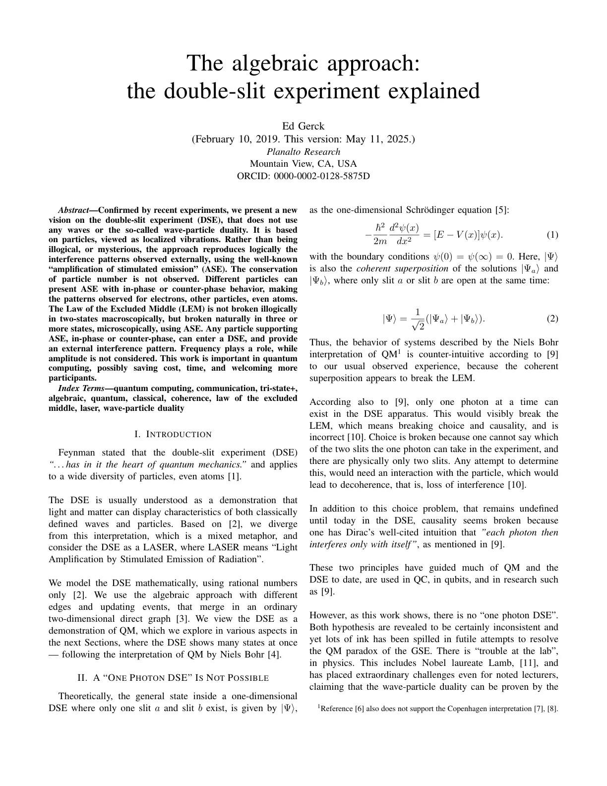غلاف تقرير The algebraic approach: the double-slit experiment explained