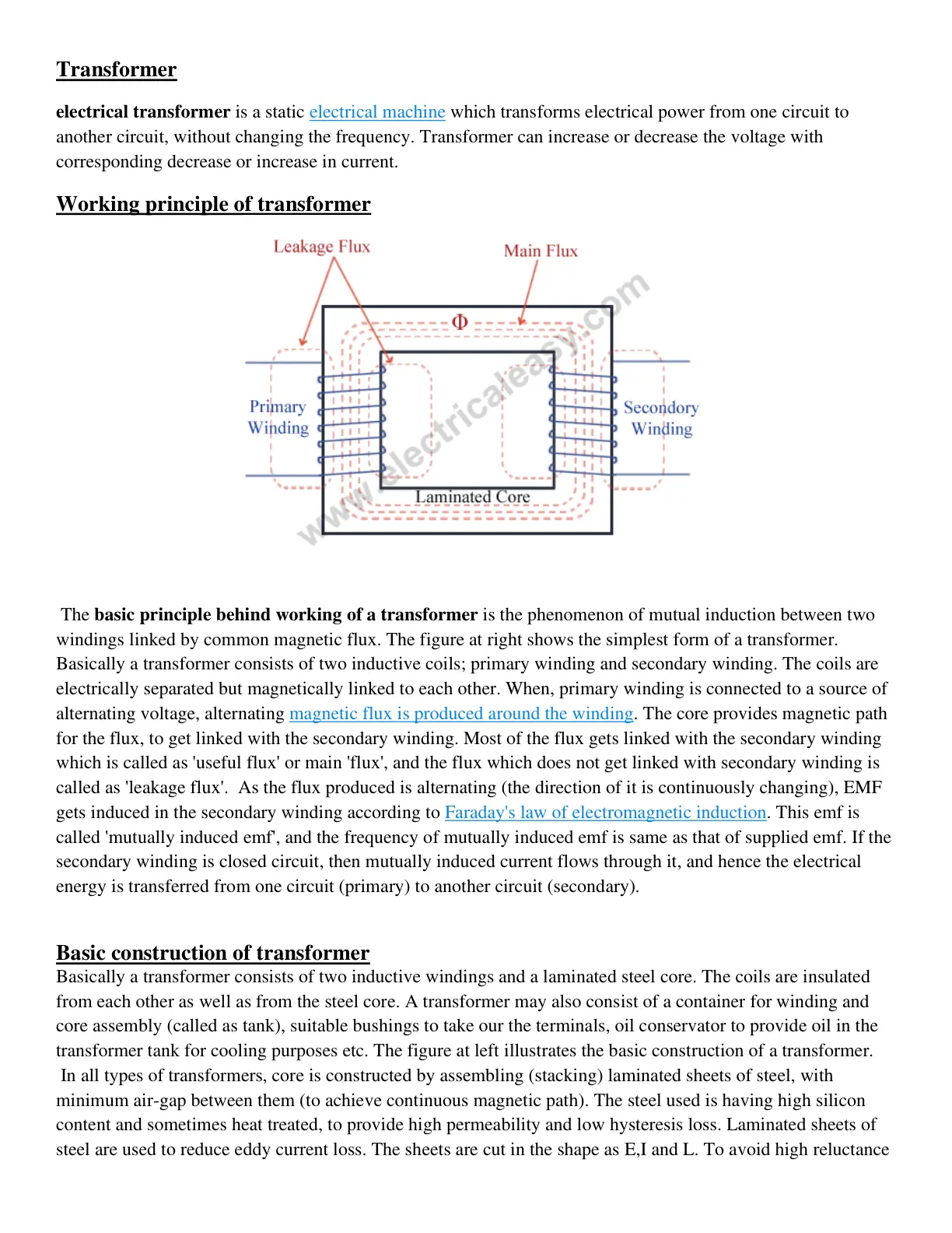 غلاف تقرير Transformer: Working Principle of Electrical Transformer