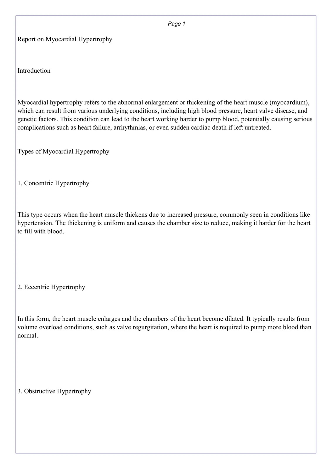غلاف تقرير Report on Myocardial Hypertrophy