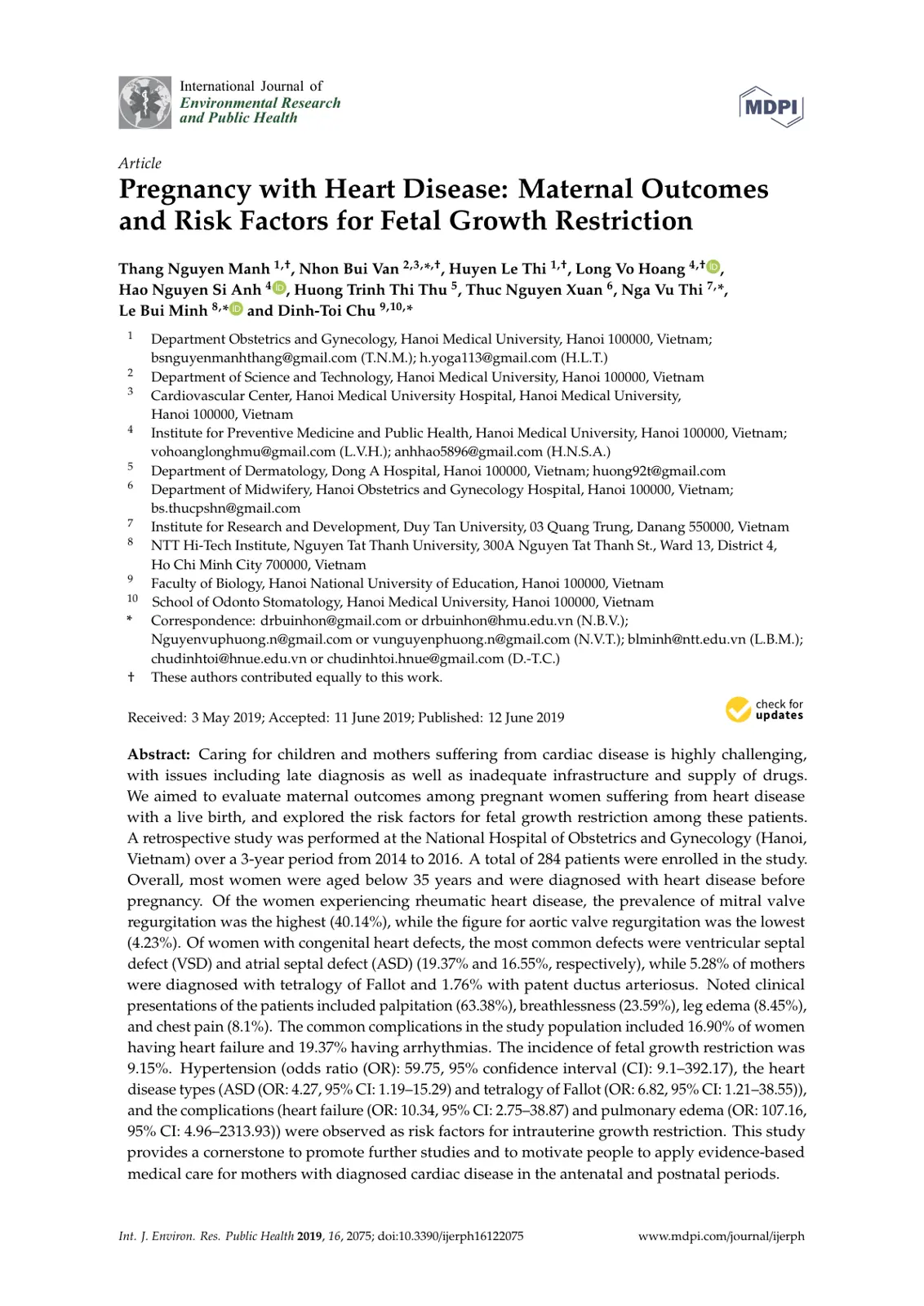 غلاف تقرير Pregnancy with Heart Disease: Maternal Outcomes and Risk Factors for Fetal Growth Restriction