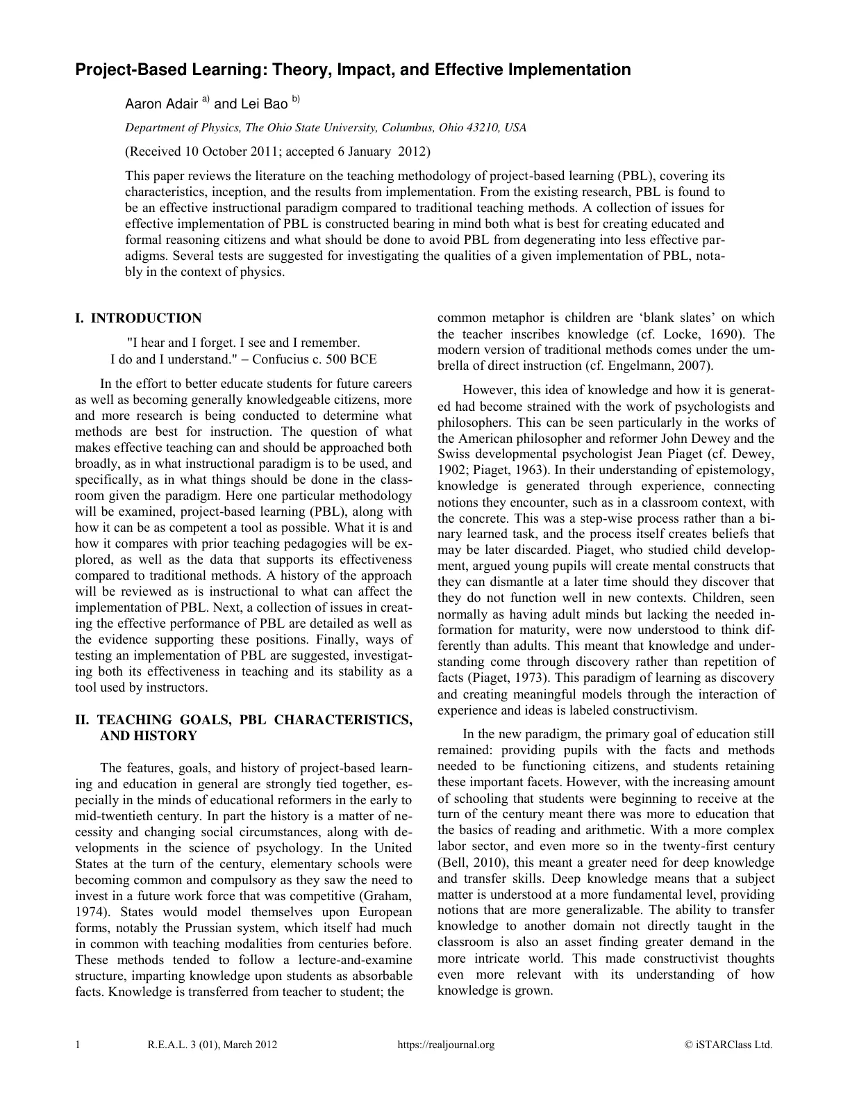 غلاف تقرير Project-Based Learning: Theory, Impact, and Effective Implementation