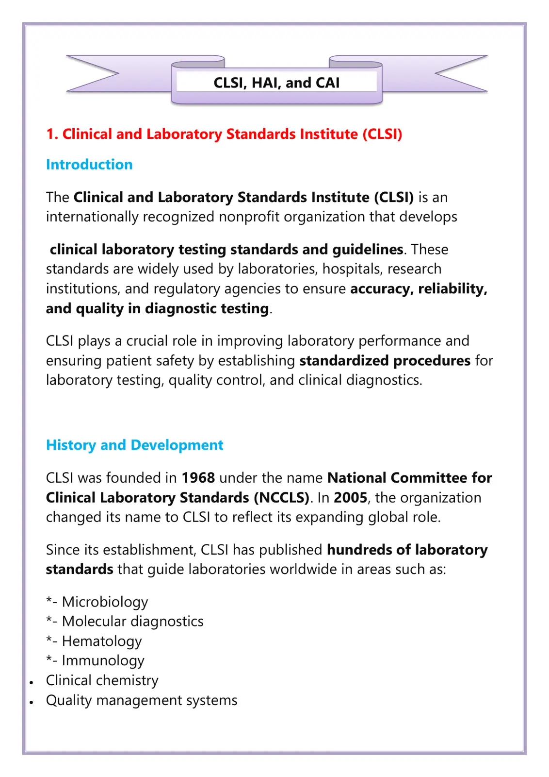 غلاف تقرير CLSI, HAI, and CAI - Clinical Laboratory Standards