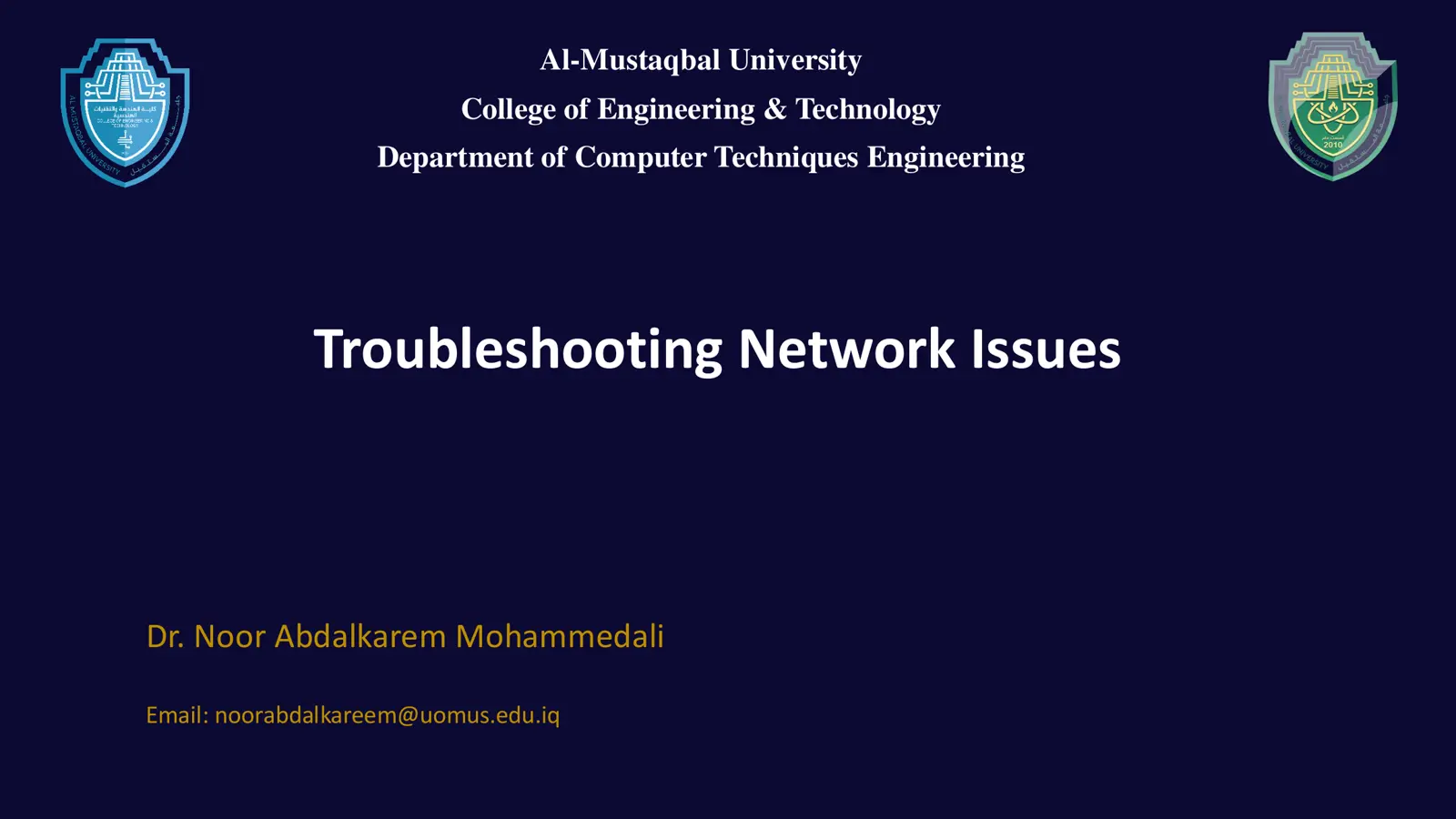 غلاف تقرير Troubleshooting Network Issues