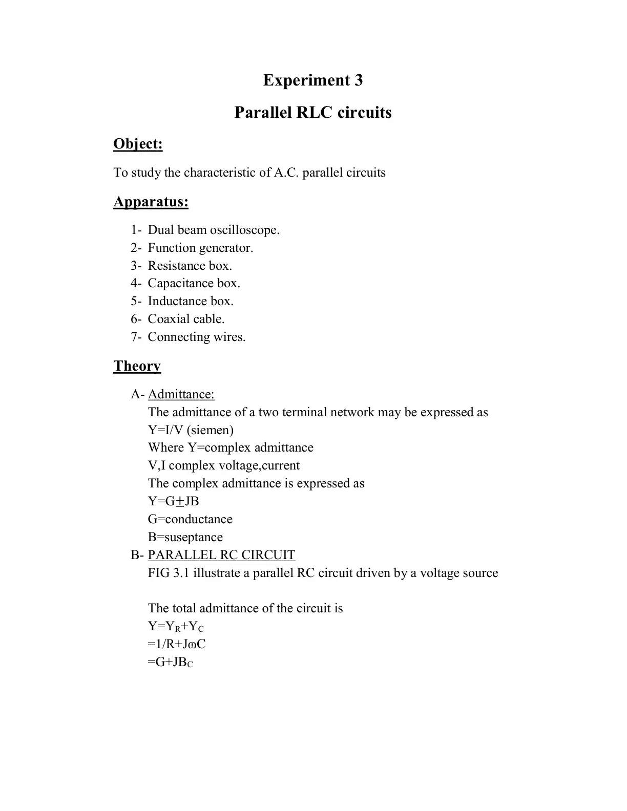 غلاف تقرير Parallel RLC circuits