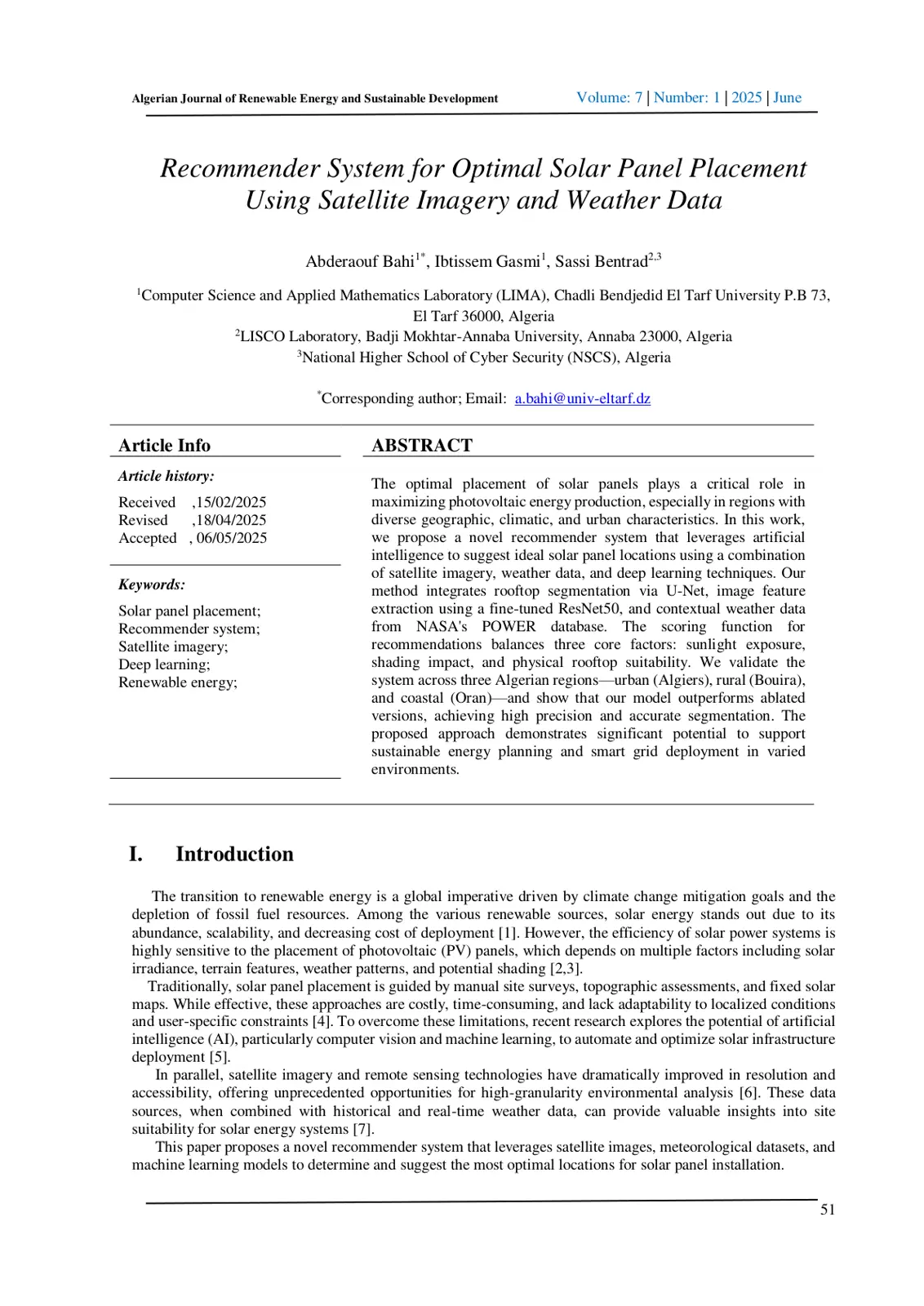 غلاف تقرير Recommender System for Optimal Solar Panel Placement Using Satellite Imagery and Weather Data