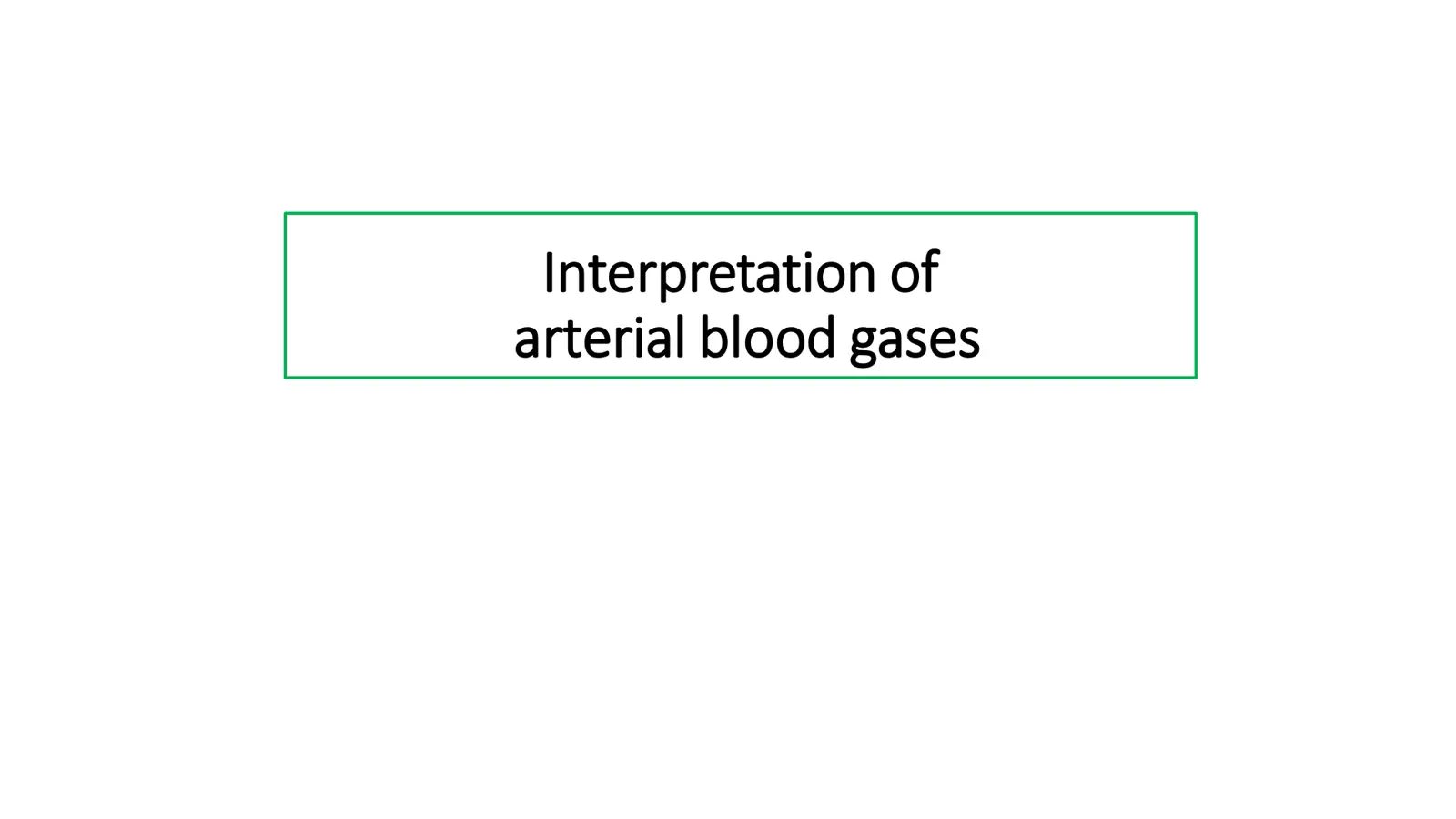 غلاف تقرير Interpretation of arterial blood gases