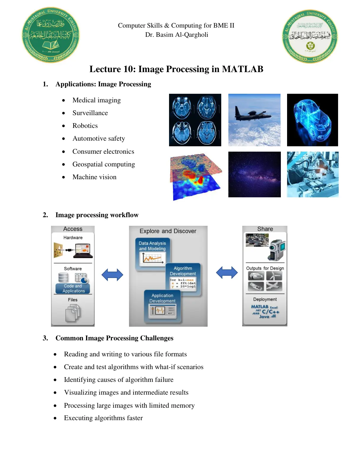 غلاف تقرير Lecture 10: Image Processing in MATLAB