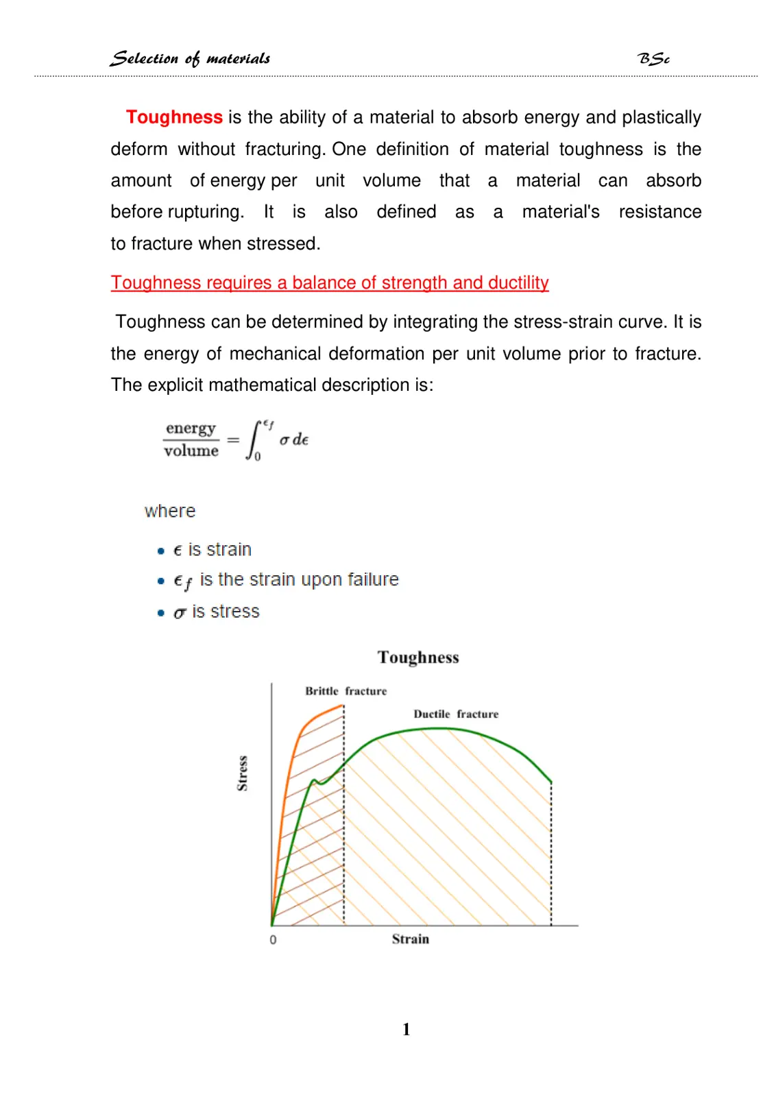 غلاف تقرير Selection of materials