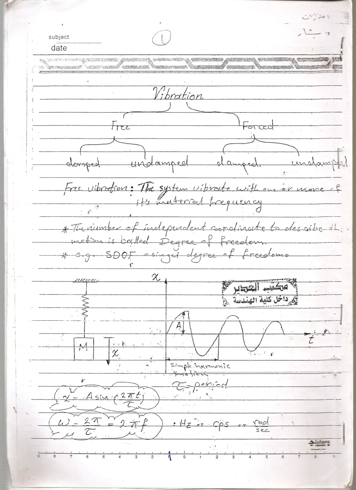 غلاف تقرير Free and Forced Vibration