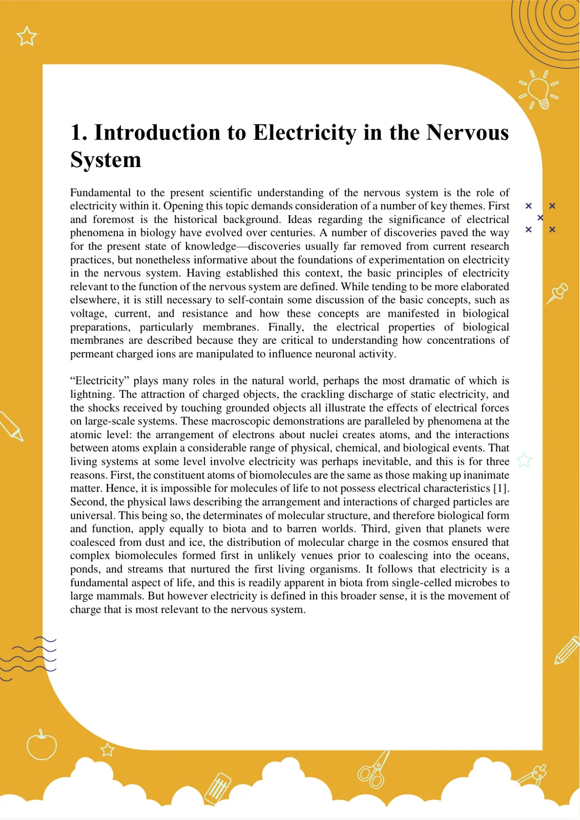 غلاف تقرير Introduction to Electricity in the Nervous System
