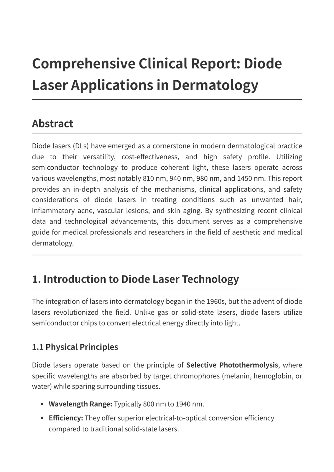 غلاف تقرير Comprehensive Clinical Report: Diode Laser Applications in Dermatology