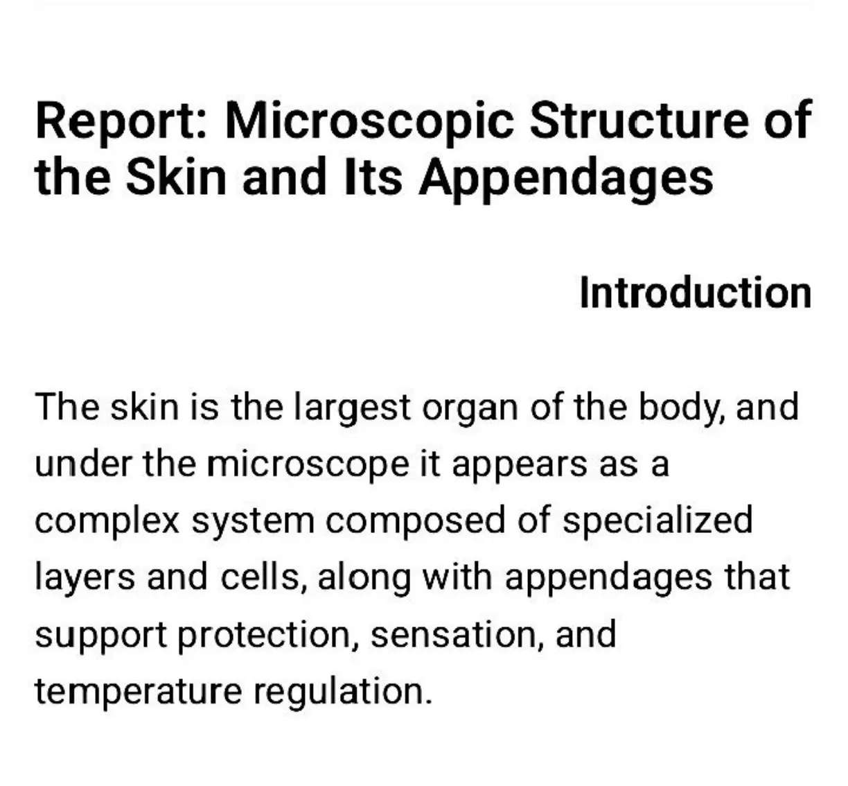 غلاف تقرير Microscopic Structure of the Skin and Its Appendages