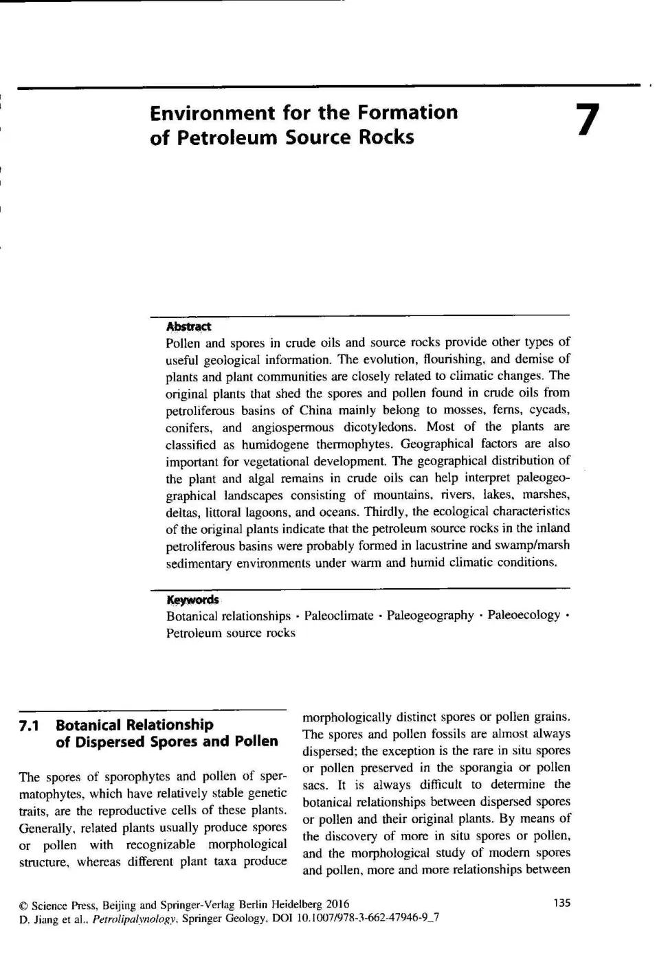 غلاف تقرير Environment for the Formation of Petroleum Source Rocks
