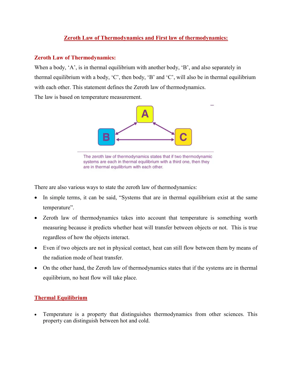 غلاف تقرير Zeroth Law of Thermodynamics and First Law of Thermodynamics