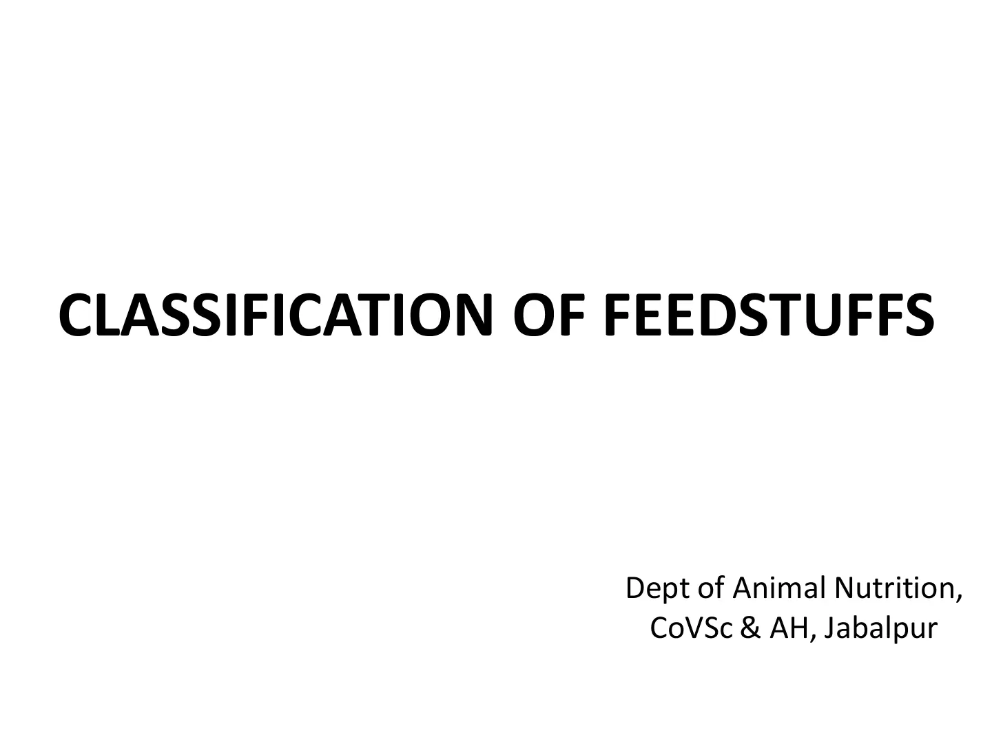 غلاف تقرير Classification of Feedstuffs