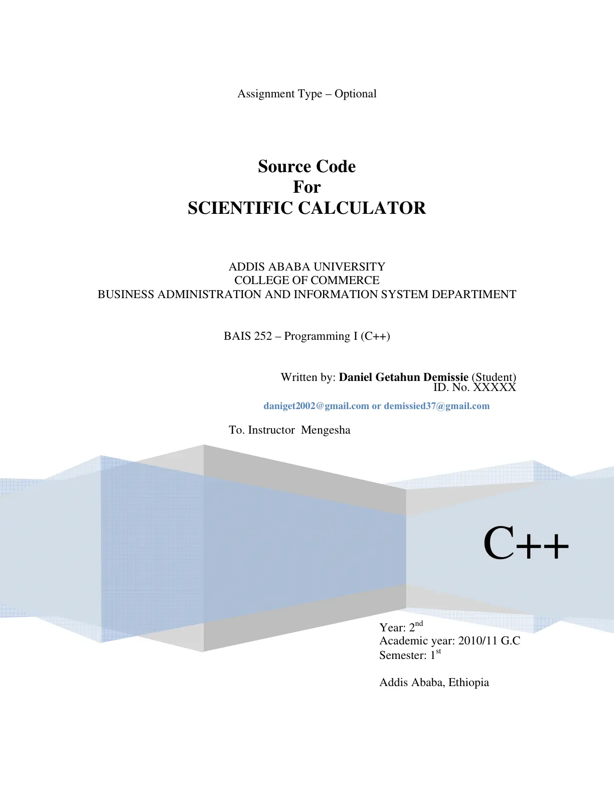 غلاف تقرير Scientific Calculator