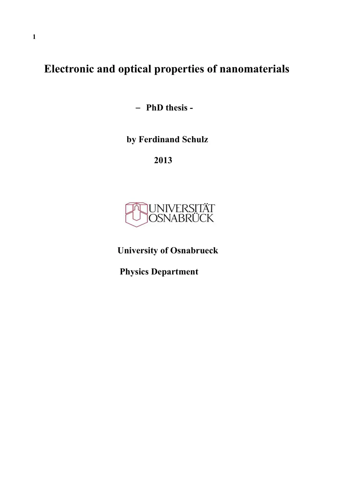 غلاف تقرير Electronic and optical properties of nanomaterials