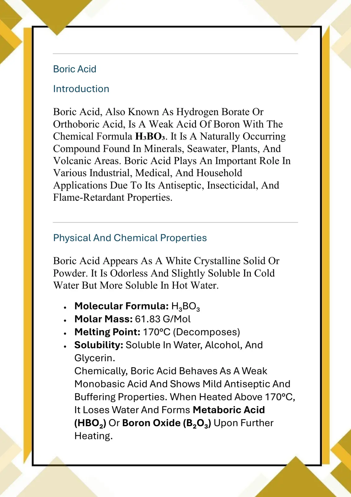 غلاف تقرير Boric Acid