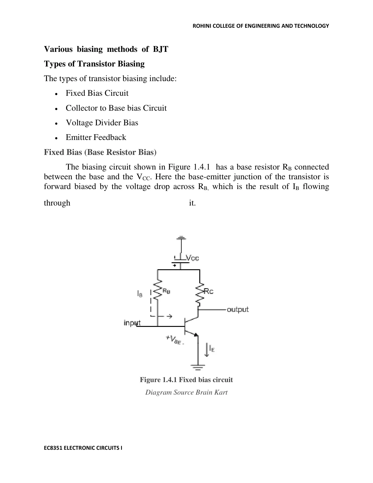 غلاف تقرير Various biasing methods of BJT