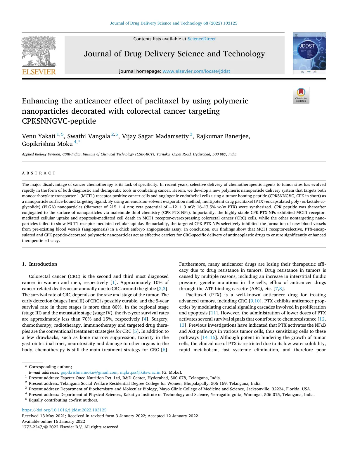 غلاف تقرير Enhancing the anticancer effect of paclitaxel by using polymeric nanoparticles decorated with colorectal cancer targeting CPKSNNGVC-peptide
