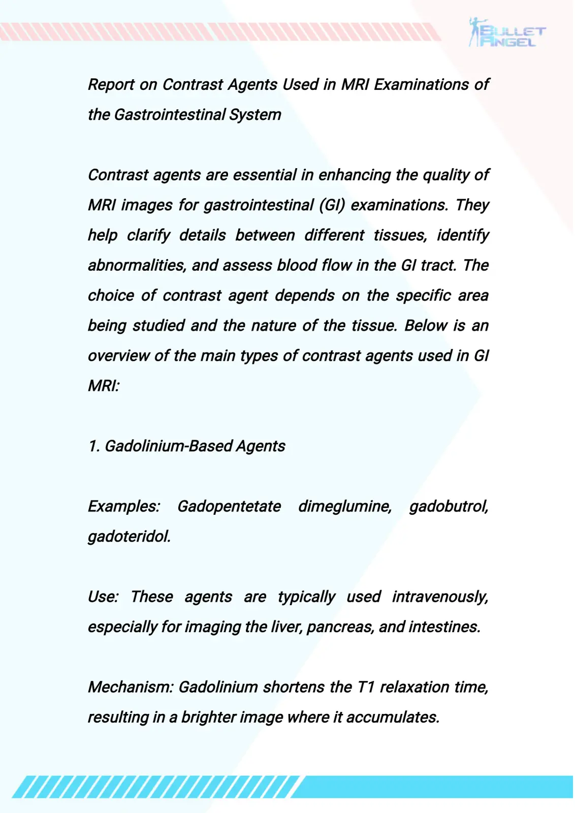 غلاف تقرير Report on Contrast Agents Used in MRI Examinations of the Gastrointestinal System