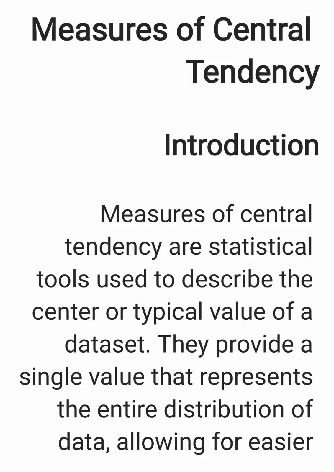 غلاف تقرير Measures of Central Tendency