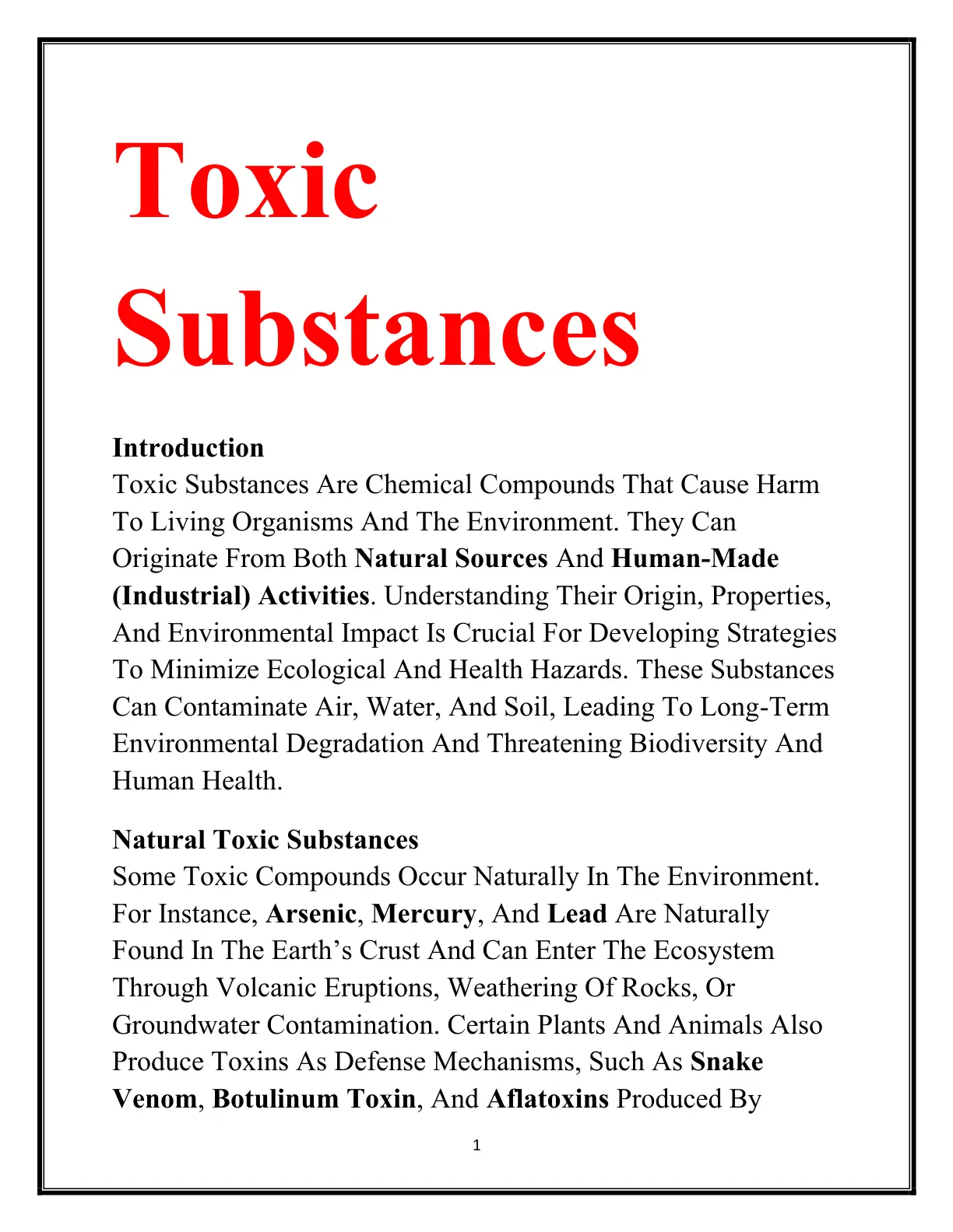 غلاف تقرير Toxic Substances