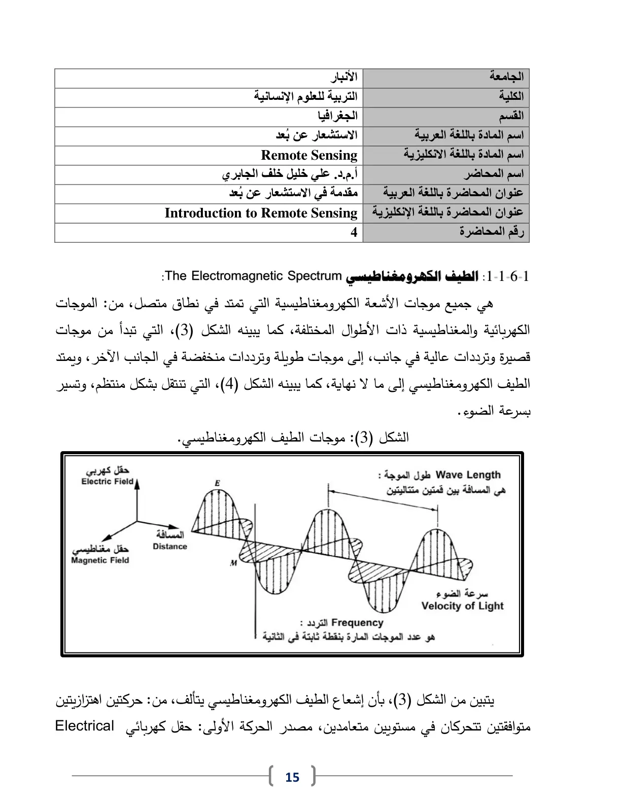 غلاف تقرير مقدمة في الاستشعار عن بعد
