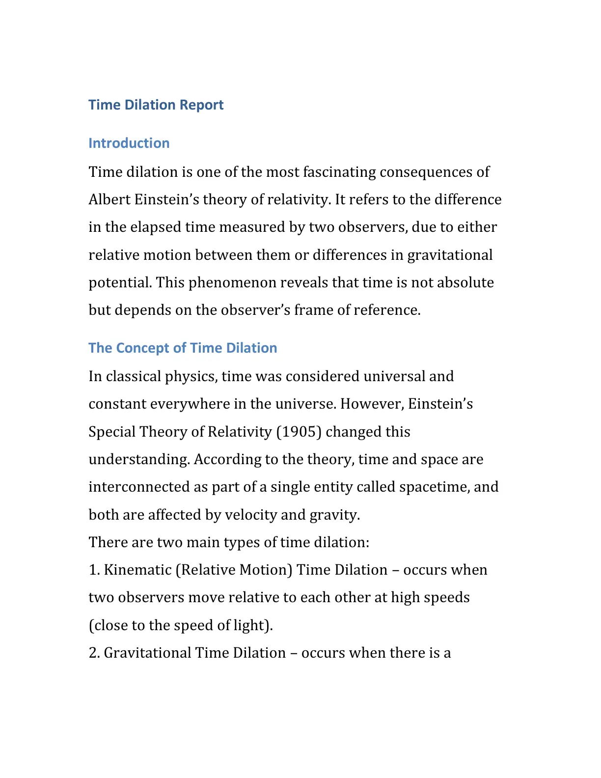 غلاف تقرير Time Dilation Report