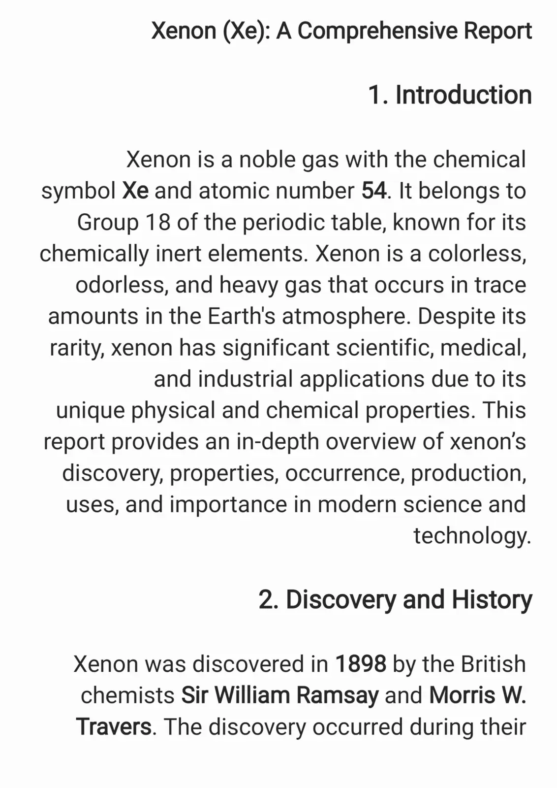غلاف تقرير Xenon (Xe): A Comprehensive Report