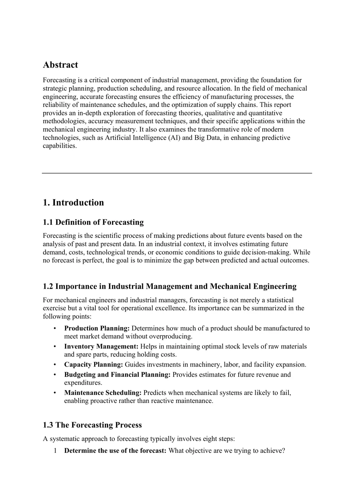 غلاف تقرير Forecasting in Mechanical Engineering: Theories, Methodologies, and Applications