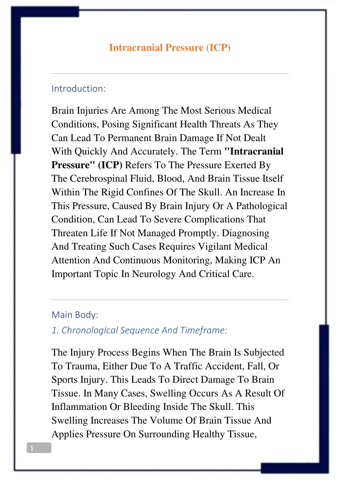 غلاف تقرير Intracranial Pressure (ICP)