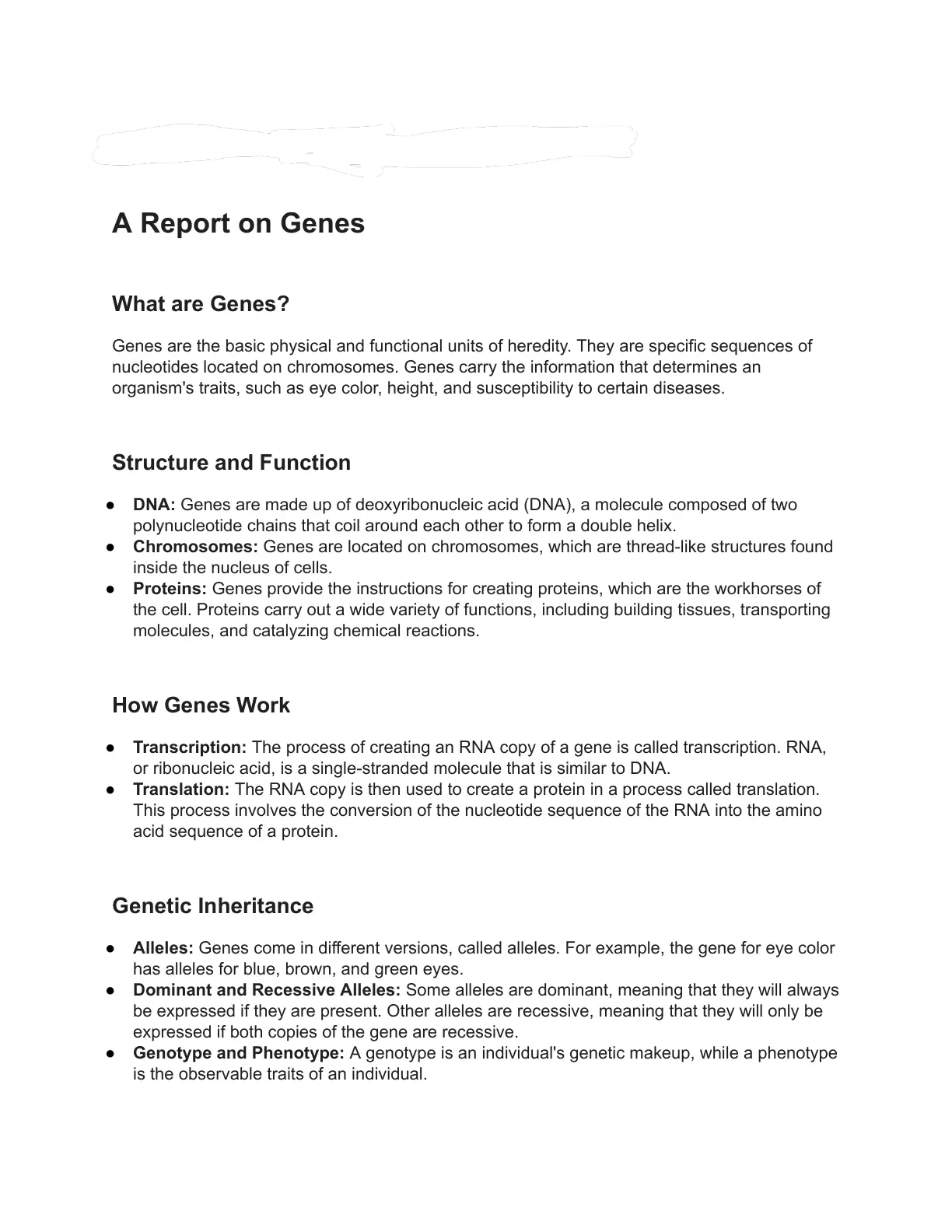 غلاف تقرير A Report on Genes
