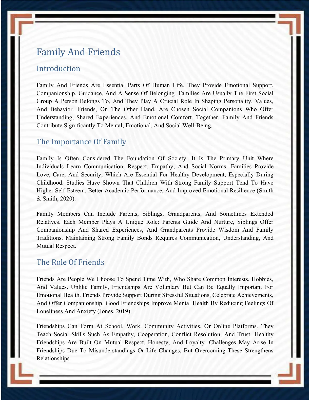 غلاف تقرير Family And Friends