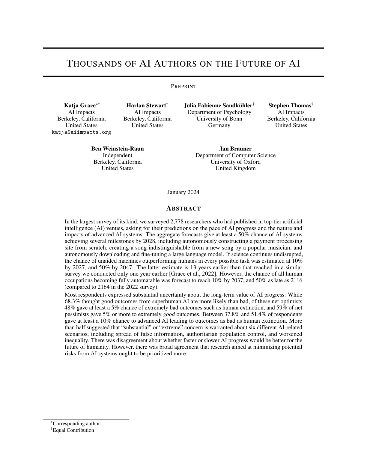 غلاف تقرير Thousands of AI Authors on the Future of AI