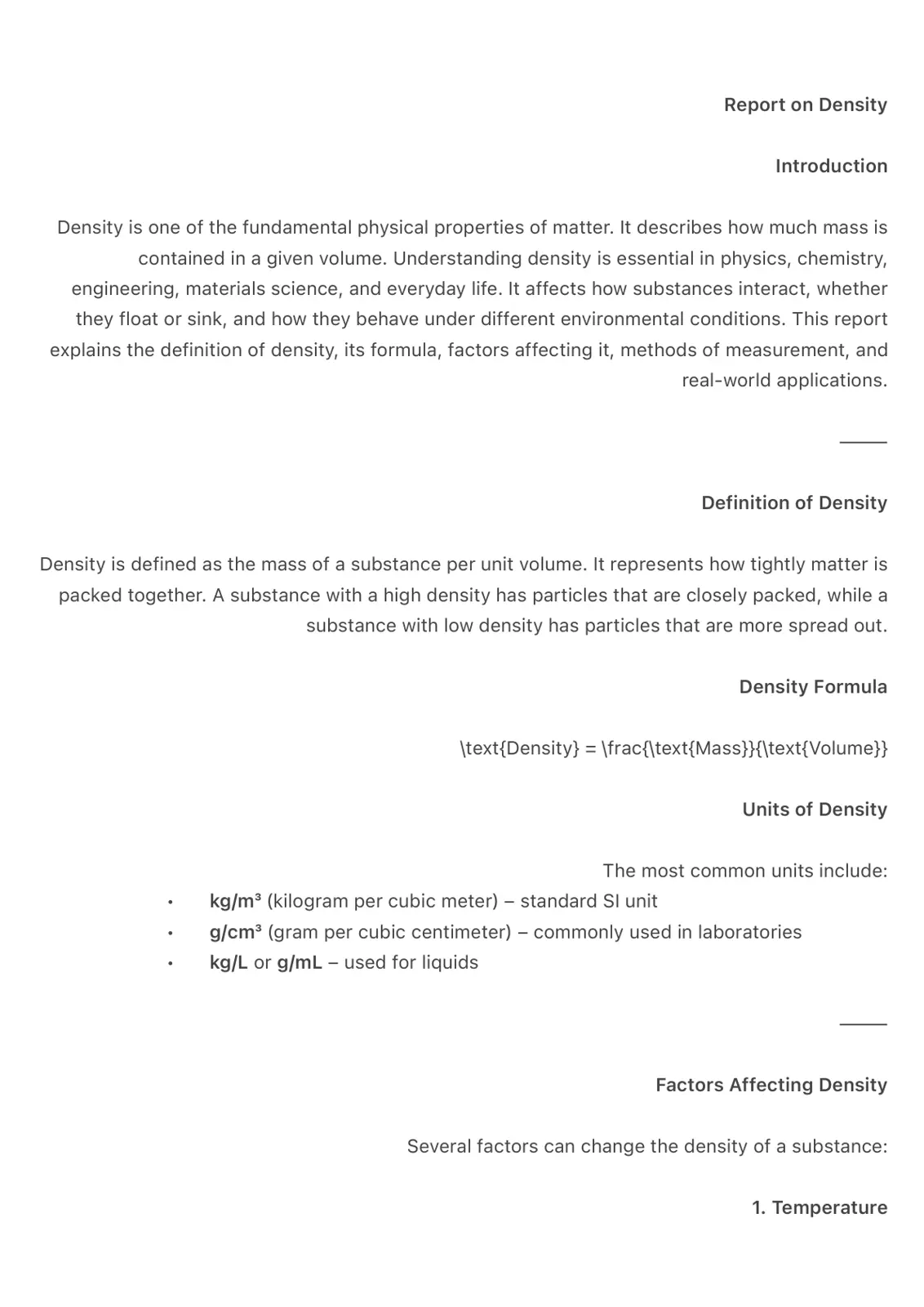 غلاف تقرير Report on Density
