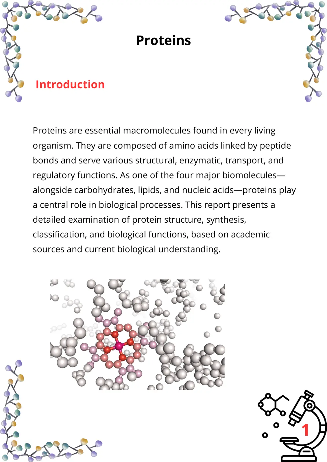 غلاف تقرير Introduction - Proteins