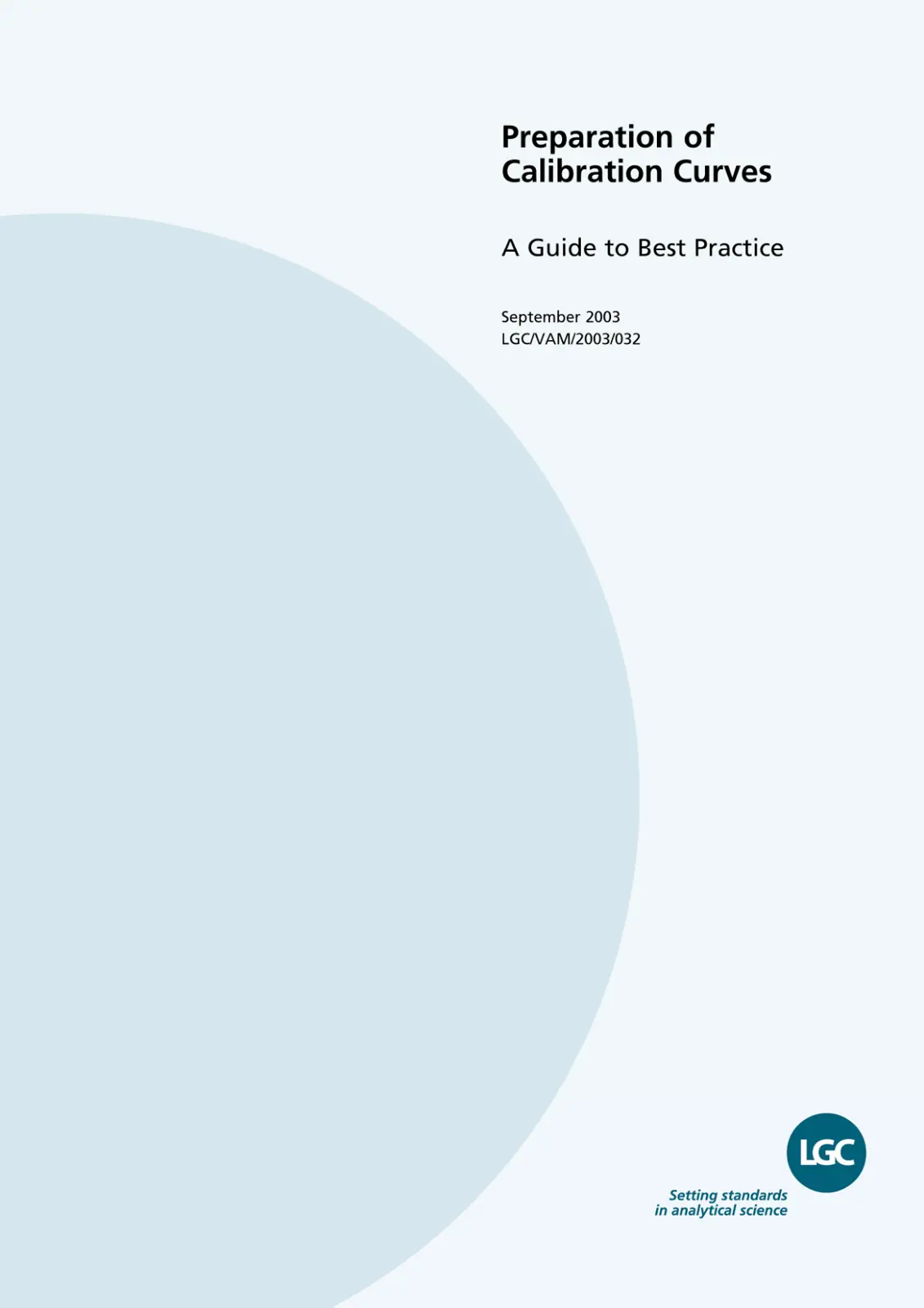 غلاف تقرير Preparation of Calibration Curves: A Guide to Best Practice