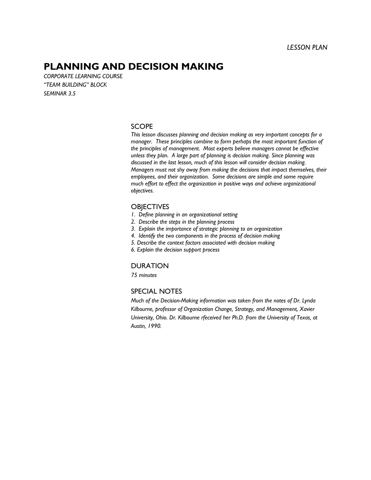 غلاف تقرير PLANNING AND DECISION MAKING