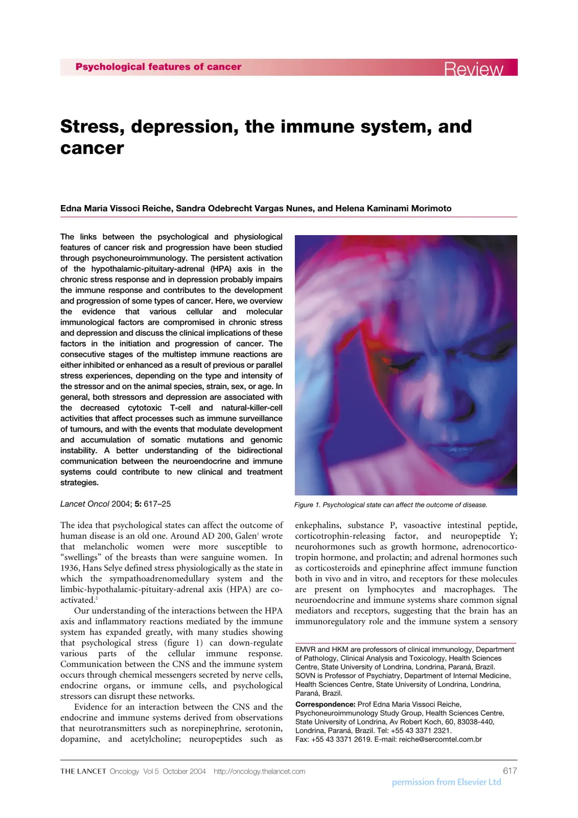 غلاف تقرير Stress, depression, the immune system, and cancer