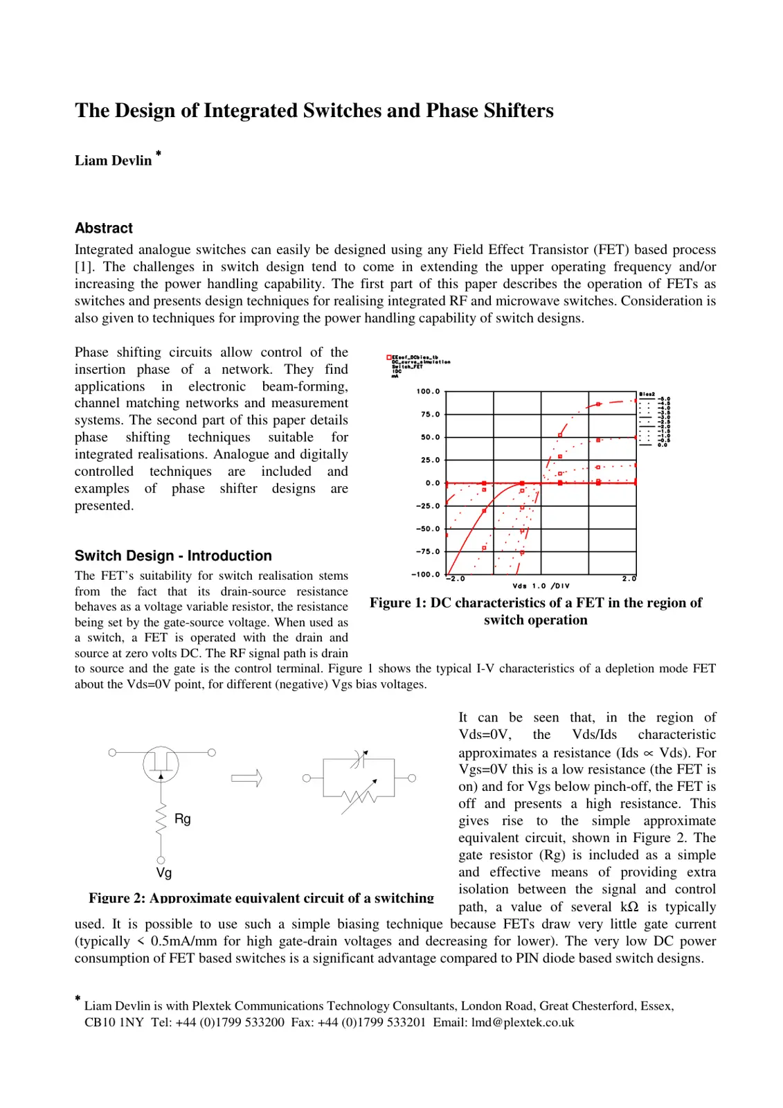 غلاف تقرير The Design of Integrated Switches and Phase Shifters
