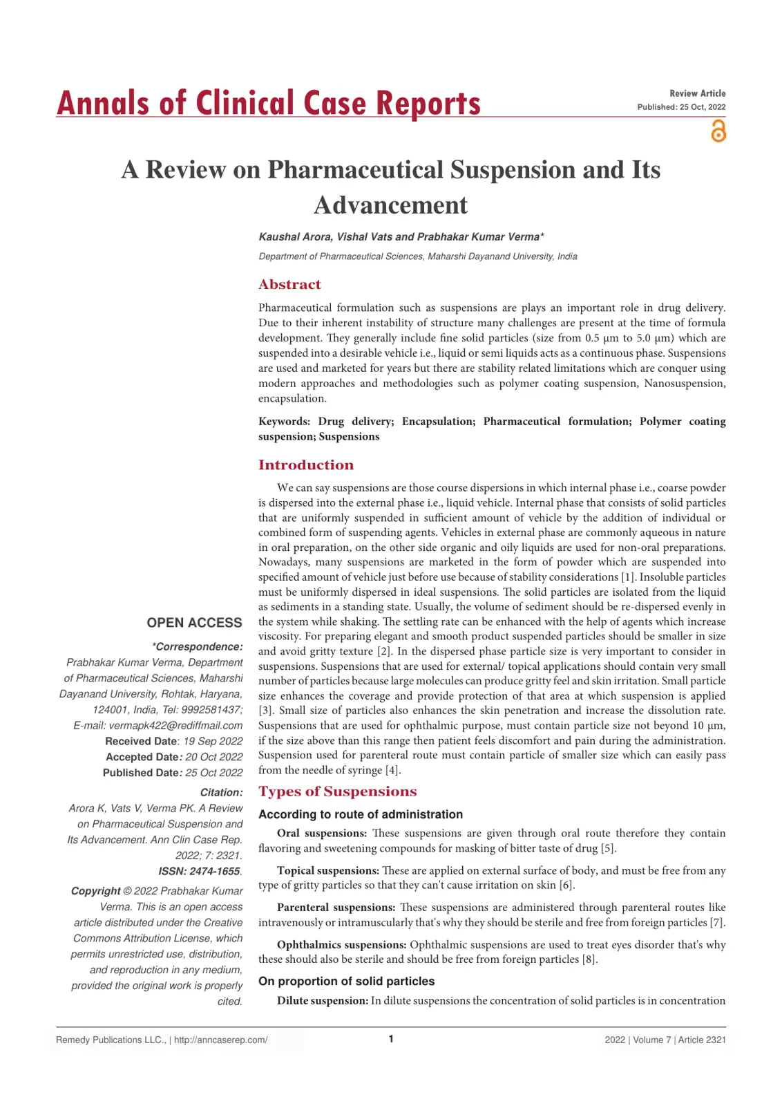 غلاف تقرير A Review on Pharmaceutical Suspension and Its Advancements